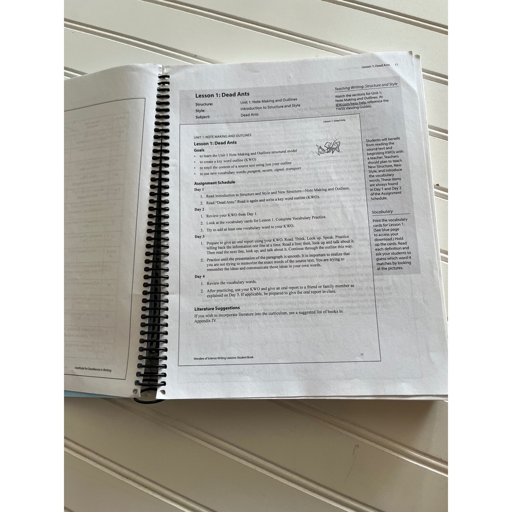 IEW Wonders of Science Writing Lessons Teacher Manual Structure and Style 1st Ed - Picture 3 of 4